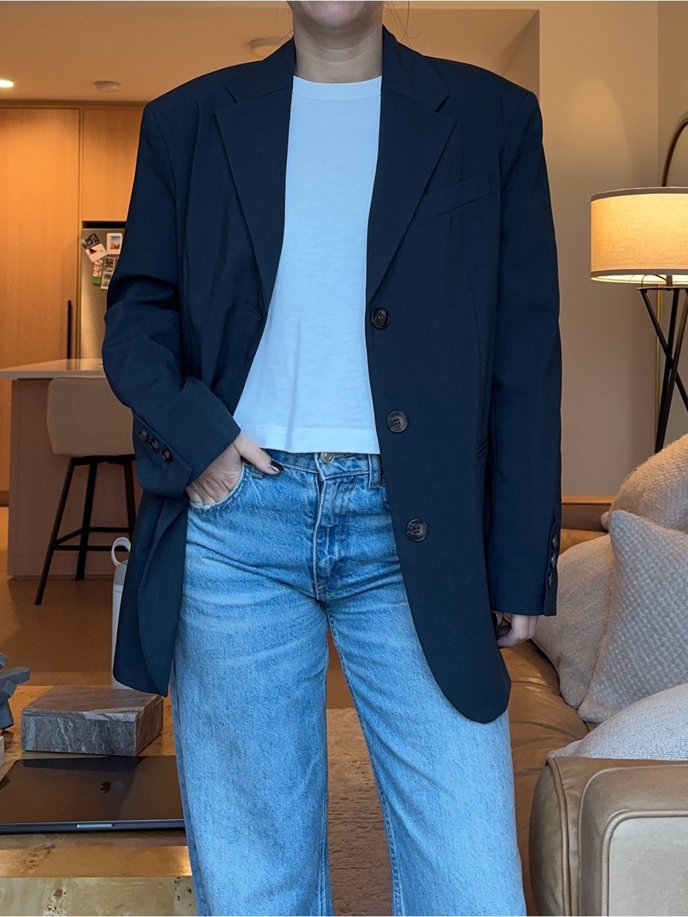 Topshop oversized navy blazer